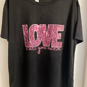 Black T-Shirt with Pink Love Graphic